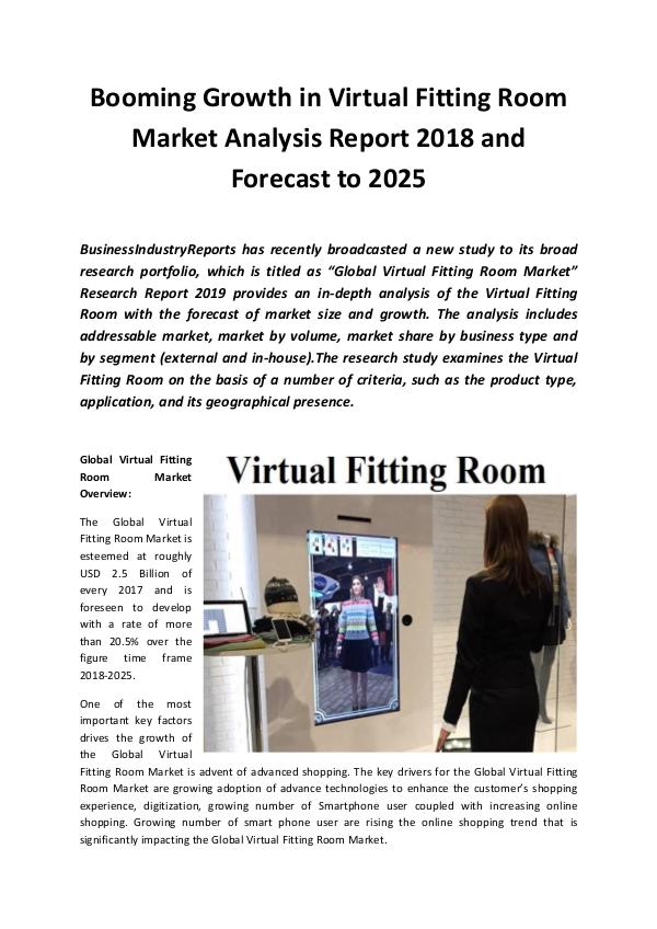 Market Research Reports Global Virtual Fitting Room Market 2019