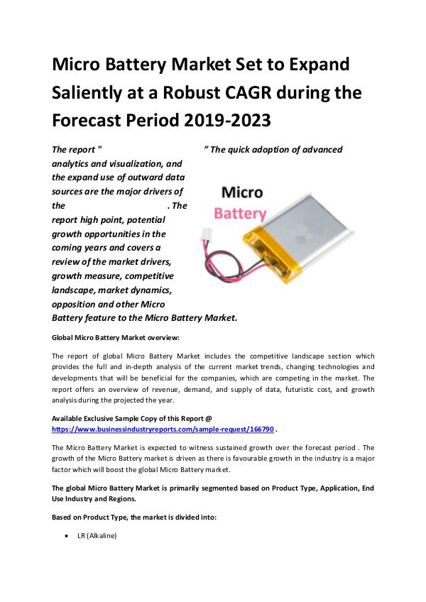 Market Research Reports Global Micro Battery Market Report 2019