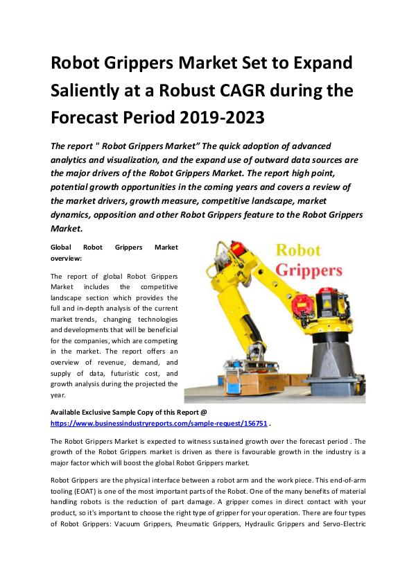 Market Research Reports Global Robot Grippers Market Report 2019