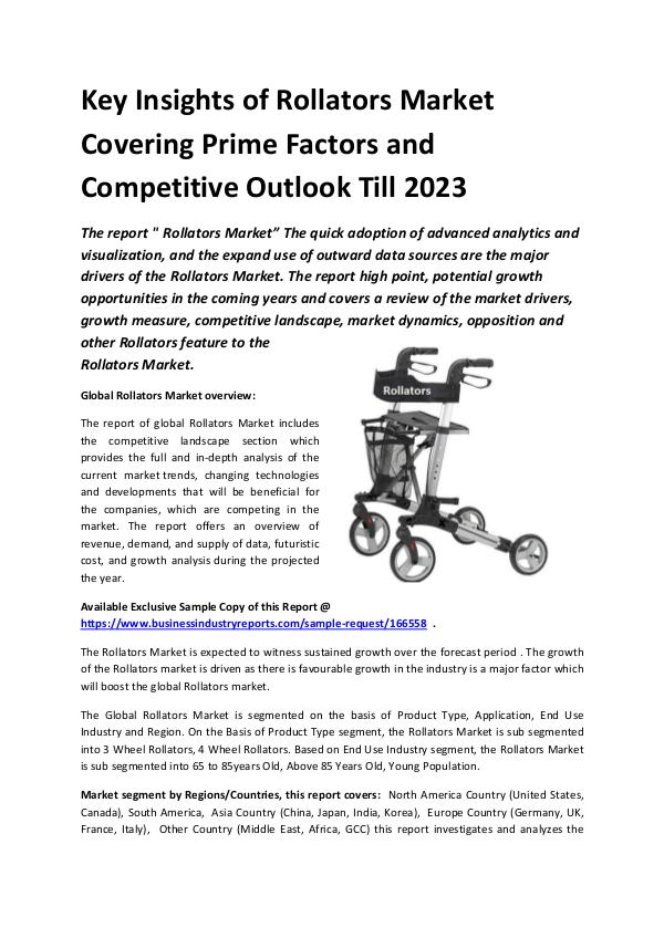 Market Research Reports Global Rollators Market Report 2019