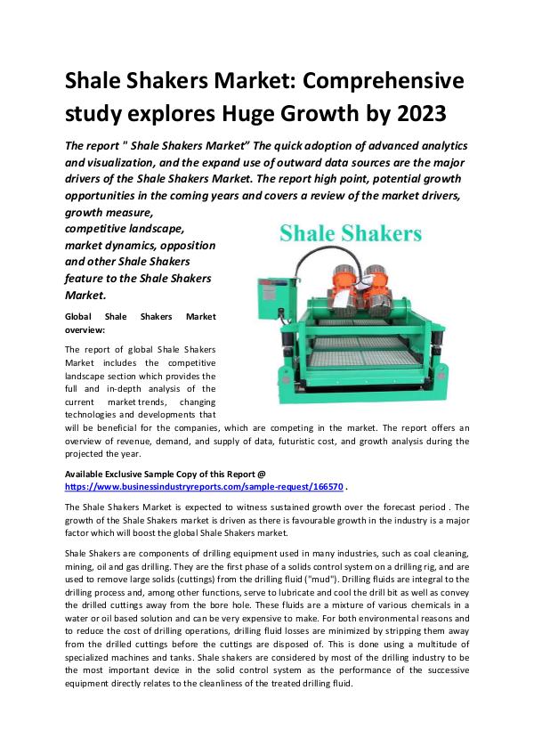 Market Research Reports Global Shale Shakers Market Report 2019