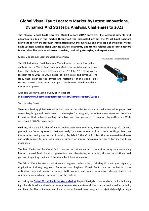 Visual Fault Locators Market 2019