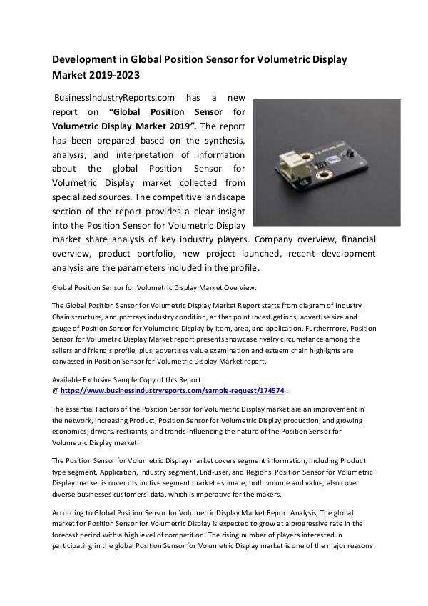 Market Research Reports Position Sensor for Volumetric Display Market 2019