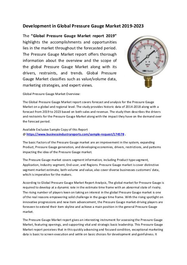 Market Research Reports Pressure Gauge Market 2019