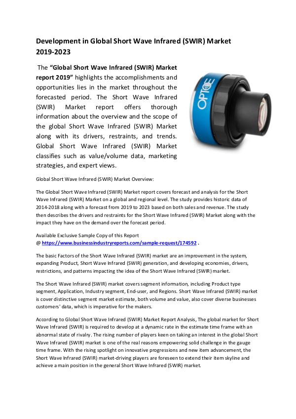 Short Wave Infrared (SWIR) Market 2019