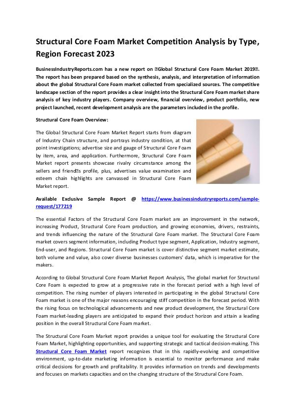 Structural Core Foam Market 2019