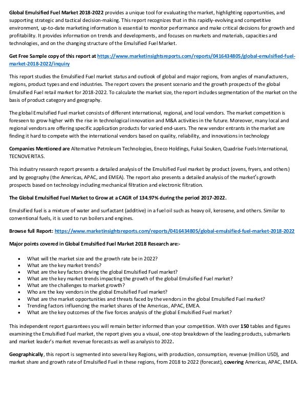 Global Emulsified Fuel Market 2018-2022