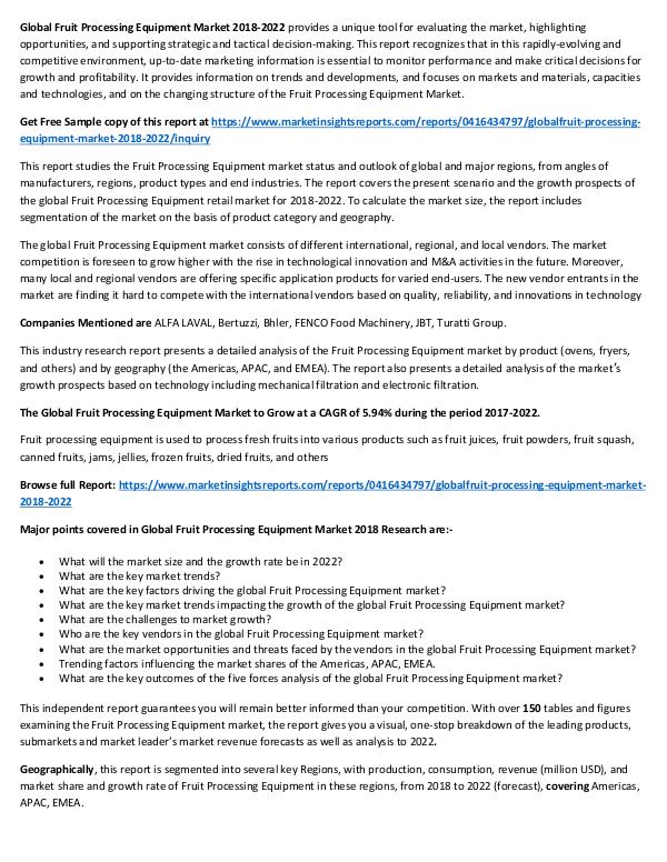 Global Fruit Processing Equipment Market 2018-2022