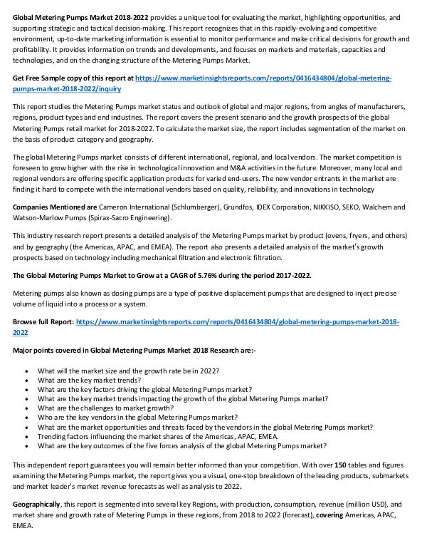 Global Metering Pumps Market 2018-2022