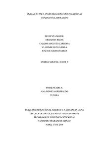 UNIDAD 3 FASE 3. INVESTIGACIÓN COMUNICACIONAL TRABAJO COLABORATIVO