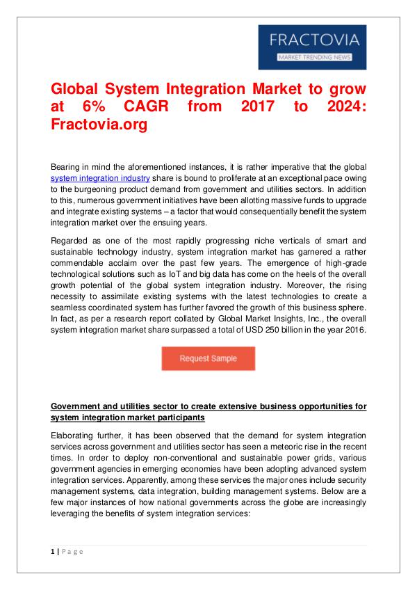 System Integration Market – Growth Opportunities and Challenges 2024 System Integration Market-Fractovia