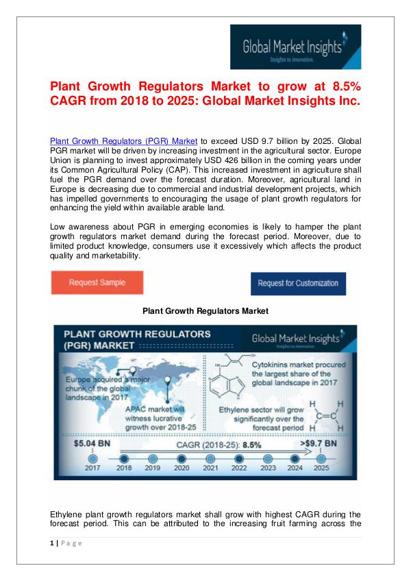 Plant Growth Regulators Market to reach US$ 9.7 bn by 2025 Plant Growth Regulators Market