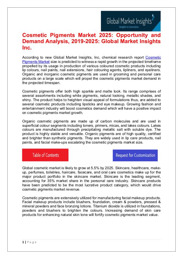 Cosmetic Pigments Market 2025: Opportunity and Demand Analysis Cosmetic Pigments Market