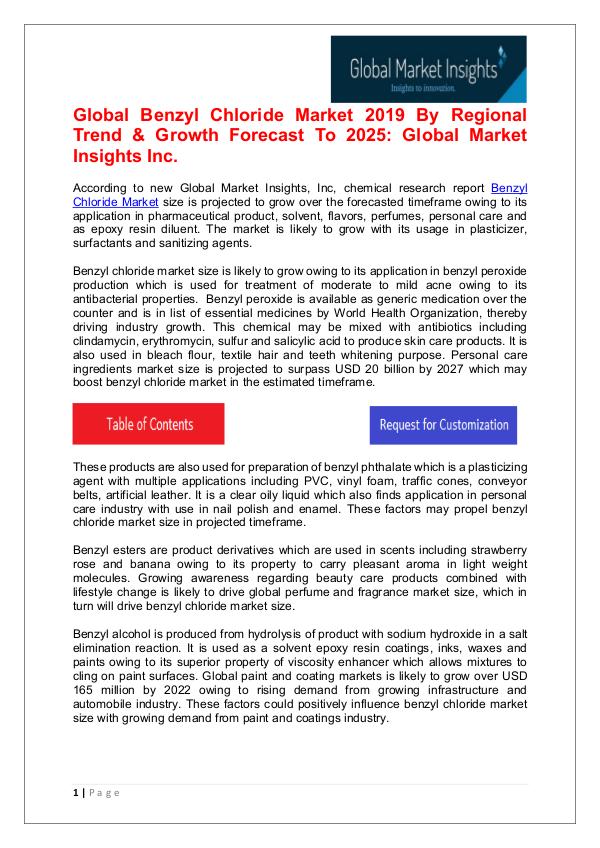 Benzyl Chloride Market - Share, Growth, Analysis, Forecast to 2025 Benzyl Chloride Market