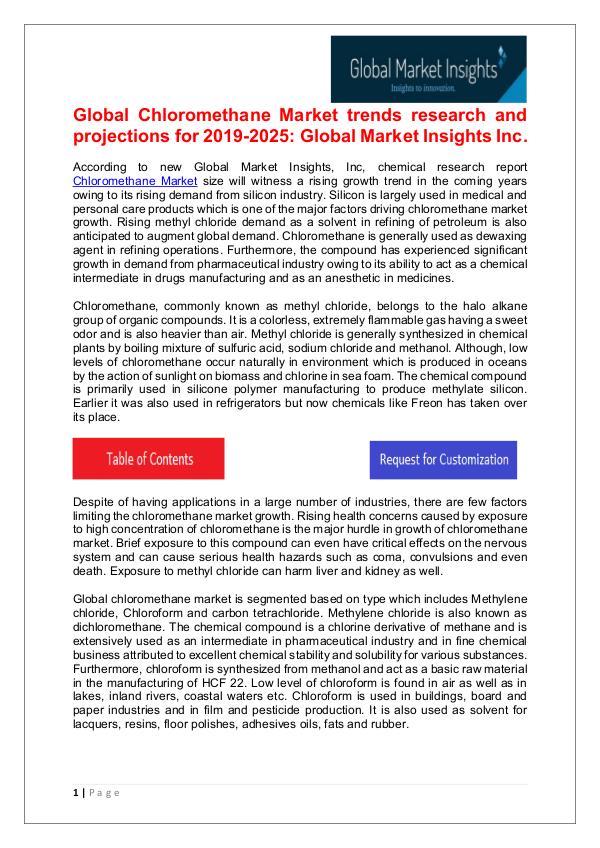 Chloromethane Market - Share, Growth, Analysis, Forecast to 2025 Chloromethane Market