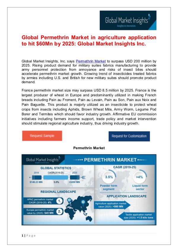 Permethrin Market to surpass 30 Kilo tons by 2025 Permethrin Market