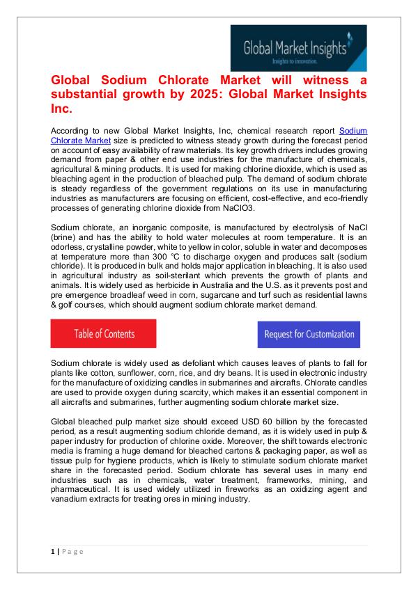 Sodium Chlorate Market will witness a substantial growth by 2025 Sodium Chlorate Market