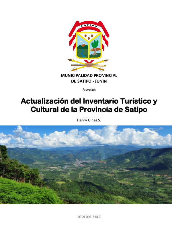 Inventario Turístico Satipo-Perú | Selva Central | Turismo | Mapa Inventario Turístico de la Provincia de Satipo