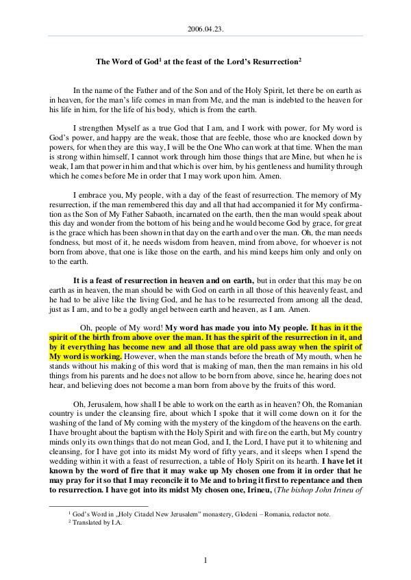 The Word of God in Romania 2006.04.23 - The Word of God at the feast of the L