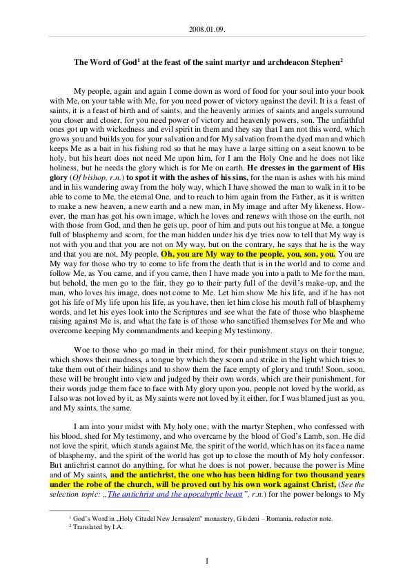 The Word of God in Romania 2008.01.09 - The Word of God at the feast of the s