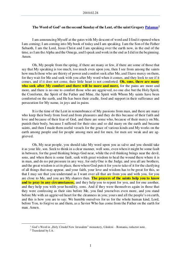 The Word of God in Romania 2010.02.28 - The Word of God on the second Sunday
