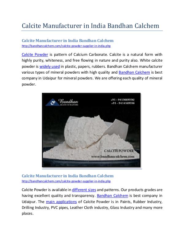 Calcite Manufacturer in India Bandhan Calchem Calcite Manufacturer in India Bandhan Calchem