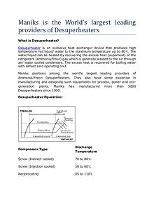 Desuperheaters is best heat exchanger device by Maniks