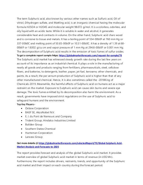 Sulphuric Acid Market with Top Players