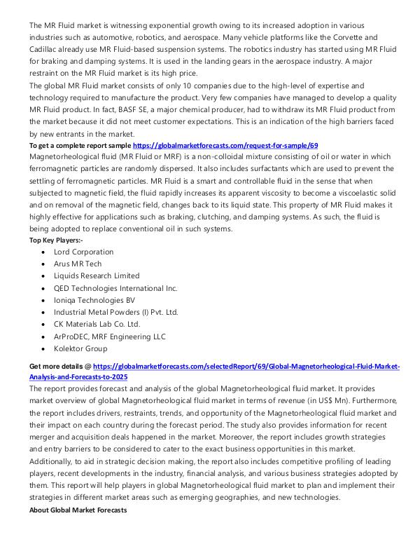 Magnetorheological Fluid Market Forecasts 2018