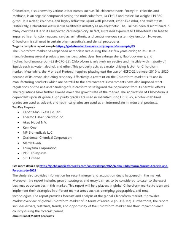 Chloroform Market Forecast with top 10 Key Players
