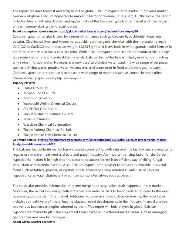 Calcium Hypochlorite Market Forecasts till 2025