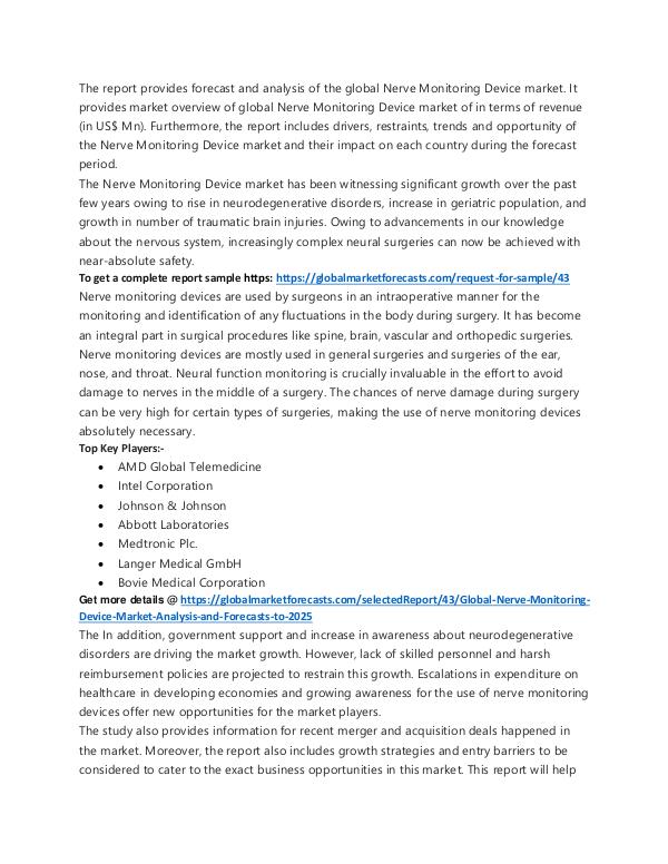 Nerve Monitoring Device Market Analysis 2018