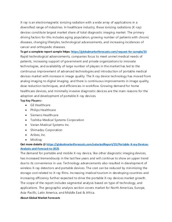 Portable X-ray Devices Market Forecasts