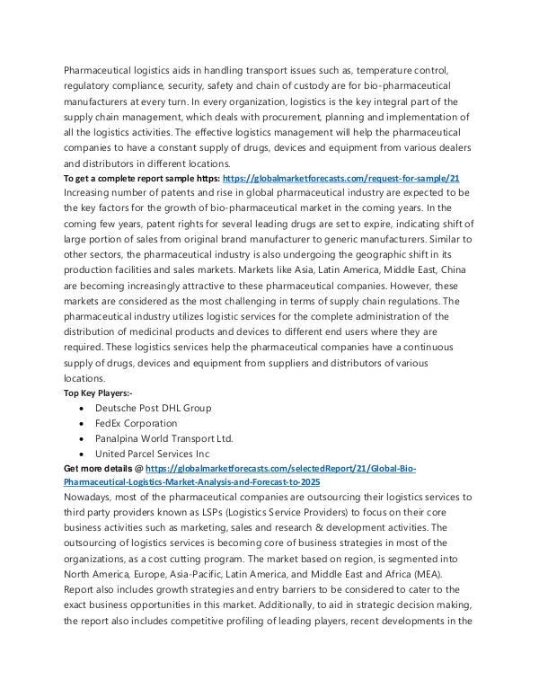 Bio-Pharmaceutical Logistics Market Analysis