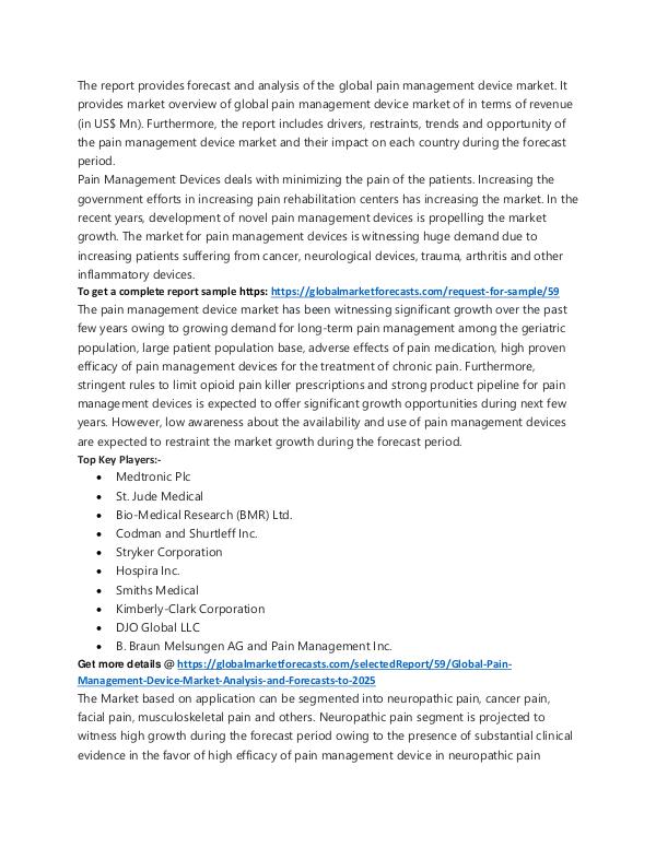 Pain Management Device Market Analysis to 2025w