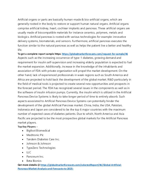 Artificial Pancreas Market Analysis to 2025w