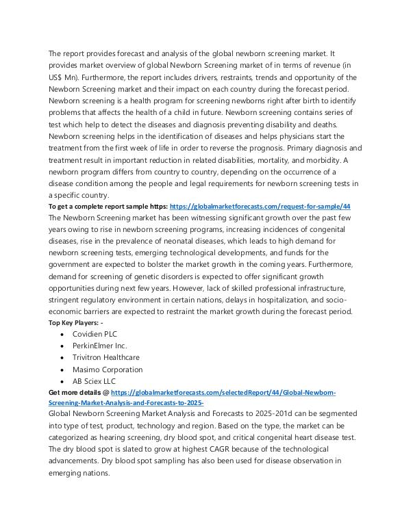 Newborn Screening Market Analysis to 2025