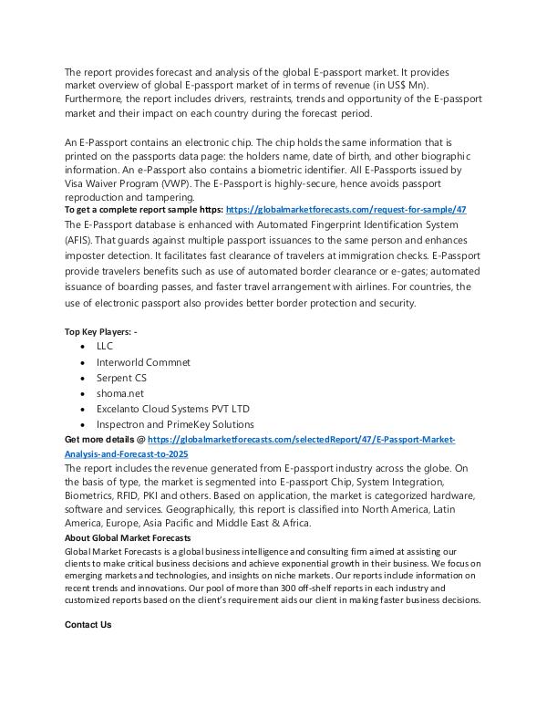 E-Passport Market Analysis to 2025