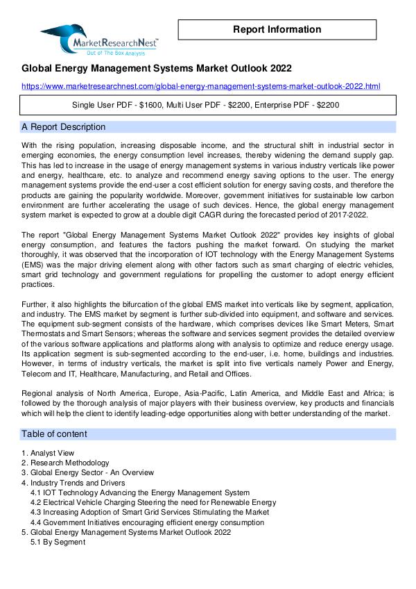 Global Energy Management Systems Market Outlook 20