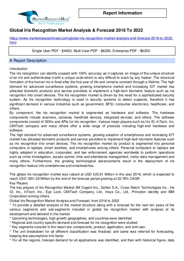 Global Iris Recognition Market Analysis & Forecast