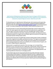 High-Resolution Melting Analysis Market size, Growth, Forecast 2021