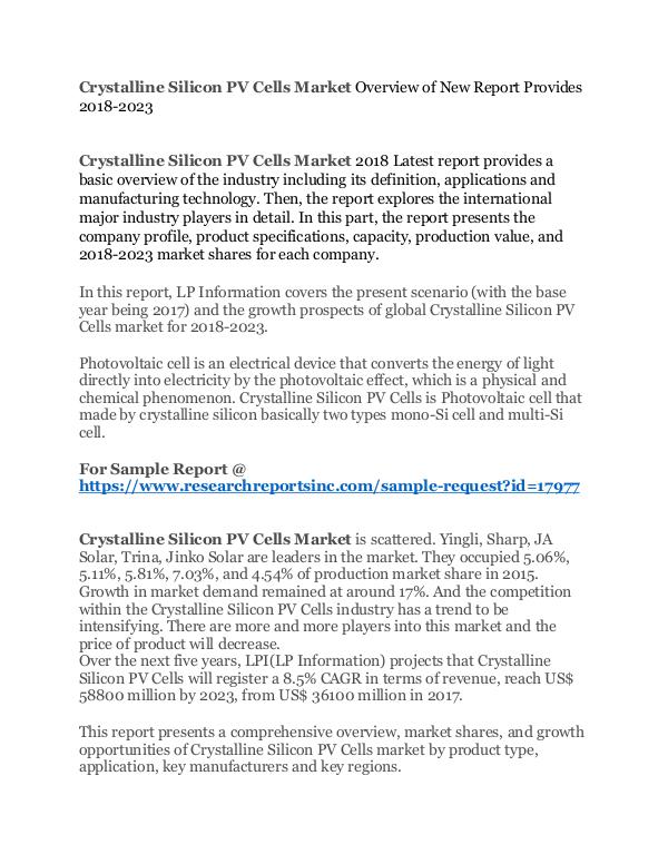 Crystalline Silicon PV Cells Consumption Market