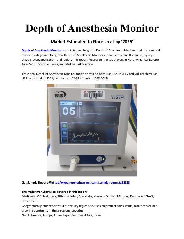 Depth of Anesthesia Monitor Market Estimated to Flourish at by ‘2025’ Depth of Anesthesia Monitor Market Research Report