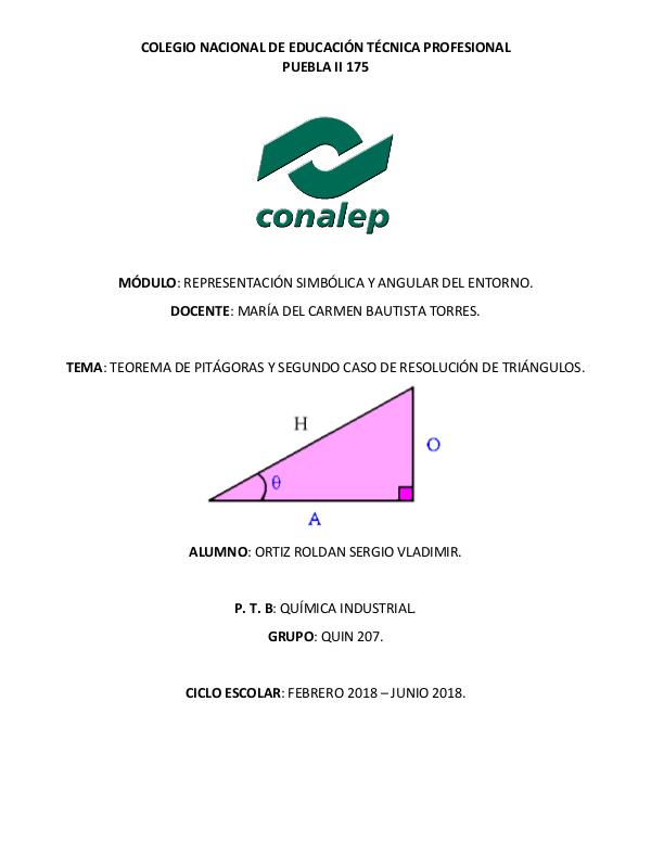 Teorema de Pitágoras y tercer caso de resolución de triángulos. Trigonometría