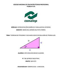 Teorema de Pitágoras y tercer caso de resolución de triángulos.