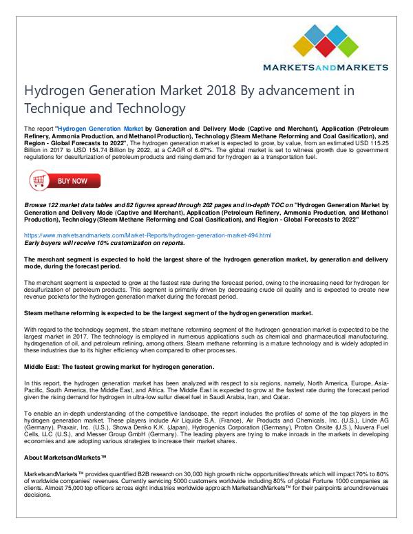 Energy and Power Hydrogen Generation Market