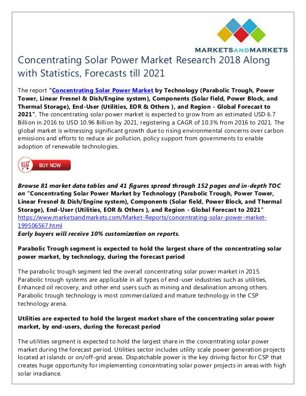 Energy and Power Concentrating Solar Power Market