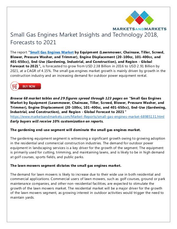 Energy and Power Small Gas Engines Market