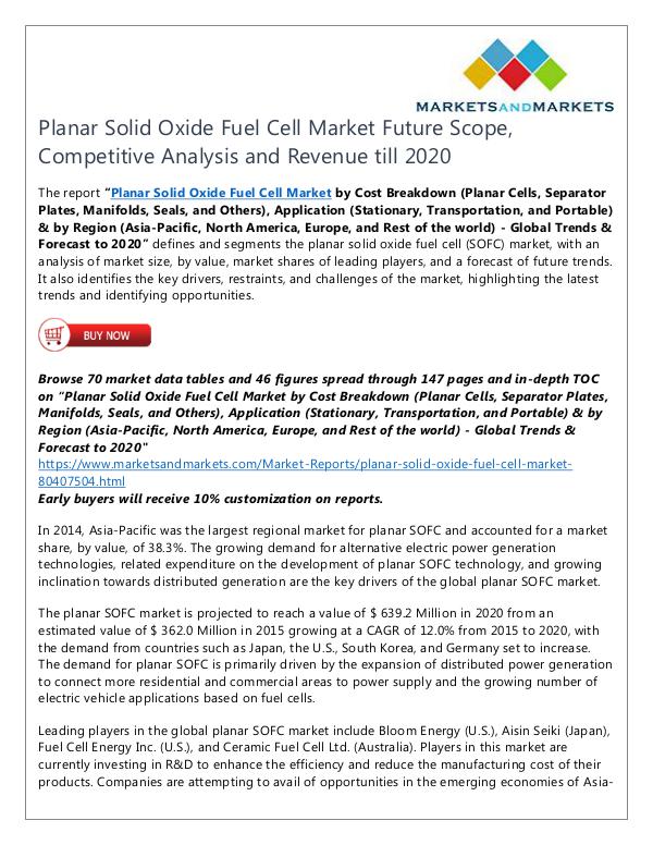 Planar Solid Oxide Fuel Cell Market