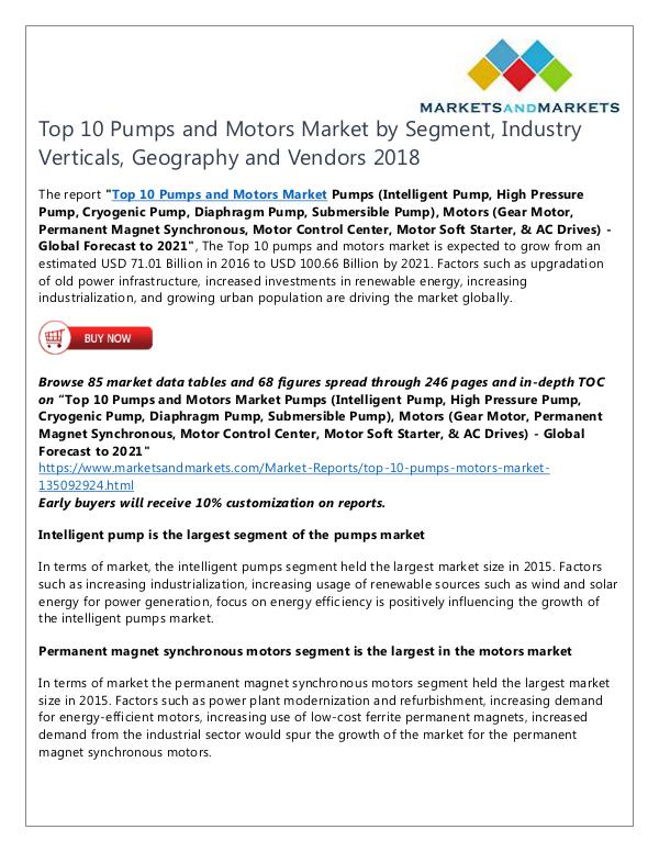 Top 10 Pumps and Motors Market